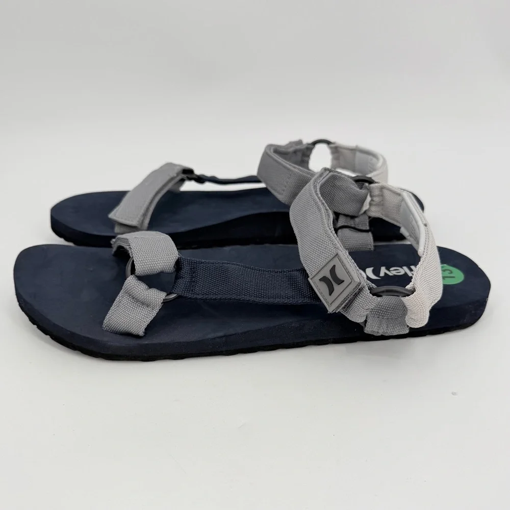 HURLEY Sandals Mens 13M RALEIGH Navy Blue Gray Adjustable Strap Lightweight READ